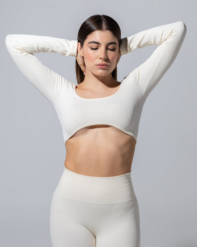 The Cream Long Sleeve Set: long sleeve top and legging in cream