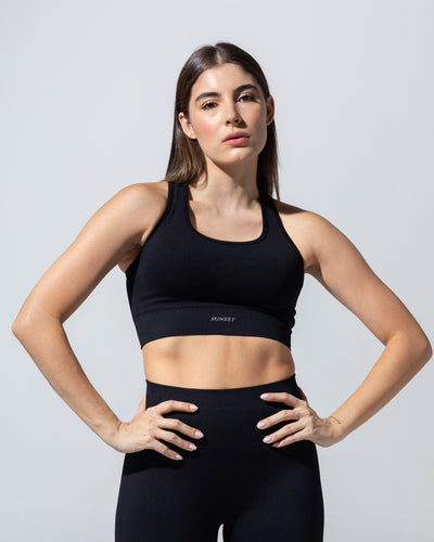 The Black Set: seamless bra top and legging in jet black