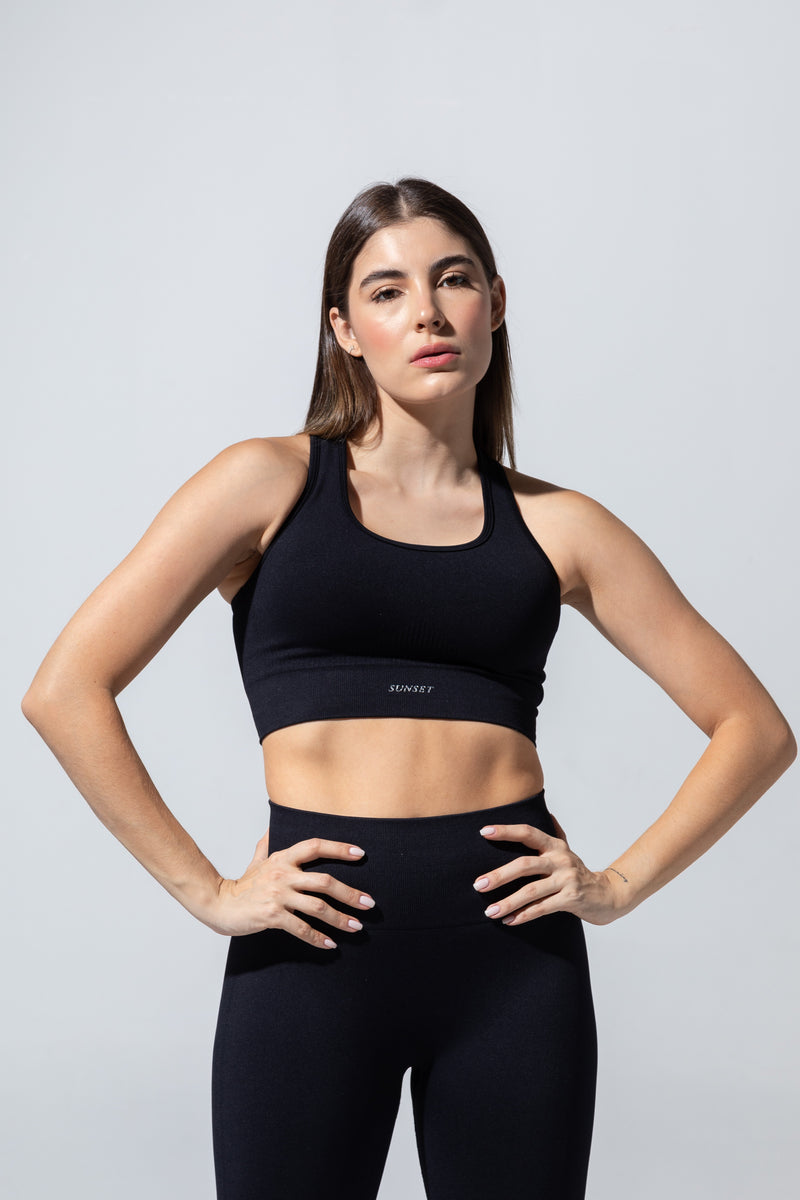 The Black Set: seamless bra top and legging in jet black