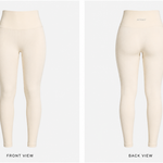 Flat lay of The Seamless Legging in cream, front and back views
